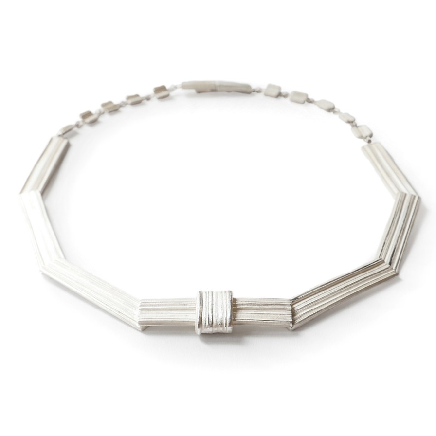 Necklaces Tomfoolery London | Absolu Silver 'Flow' Statement Necklace