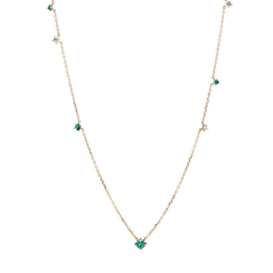 Necklaces Tomfoolery London | Scatter Emerald Necklace