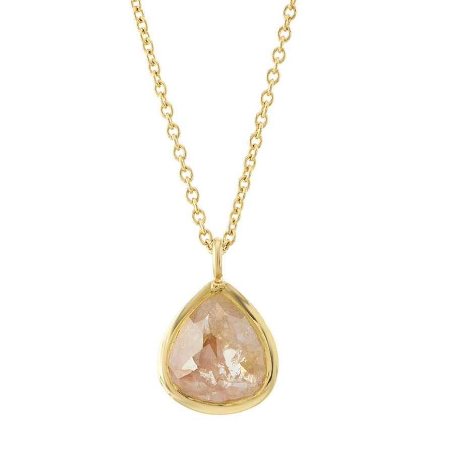 Necklaces Tomfoolery London | Midi Champagne Pear Rose Cut Diamond Pendant