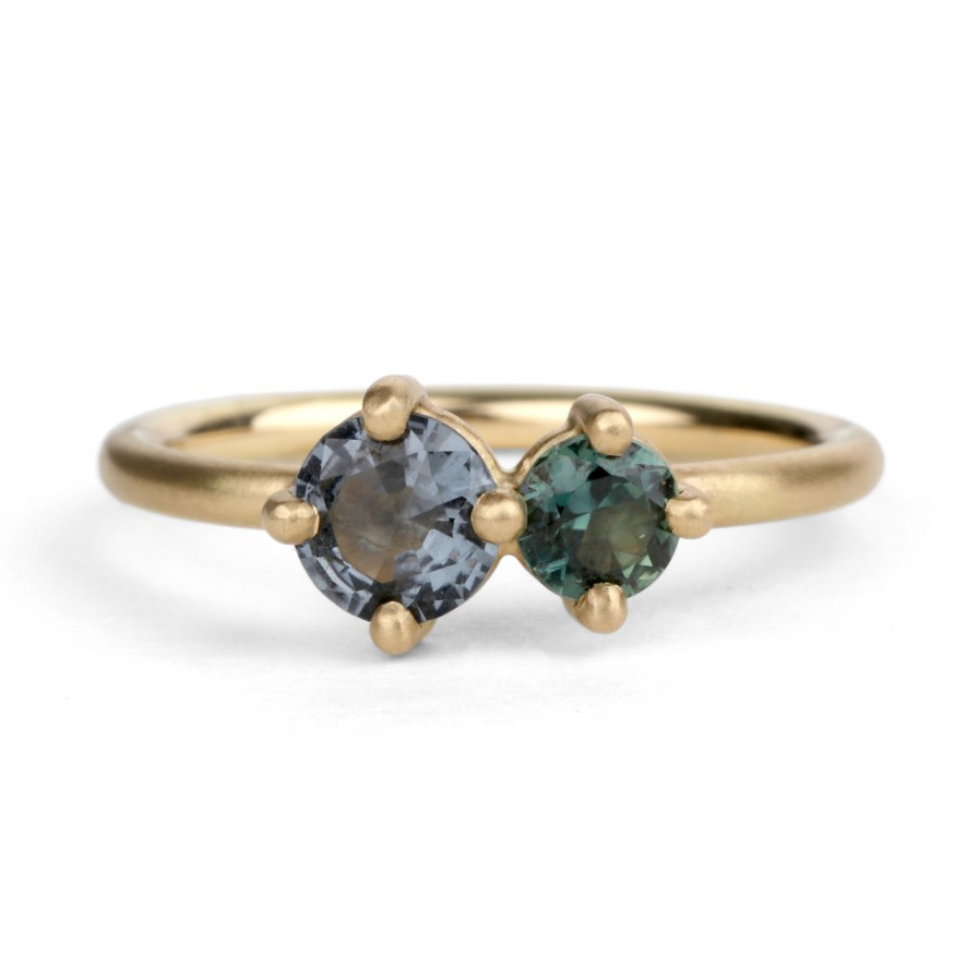 Rings Tomfoolery London | Grey Spinel & Australian Sapphire Round Duo Ring