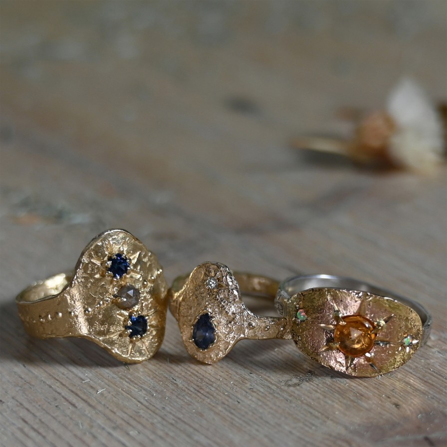 Rings Tomfoolery London | Rustic Yellow Sapphire & Opal Star Ring