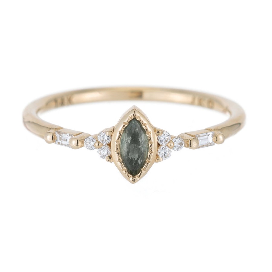 Rings Tomfoolery London | Green Sapphire Marquise Poeme Ring