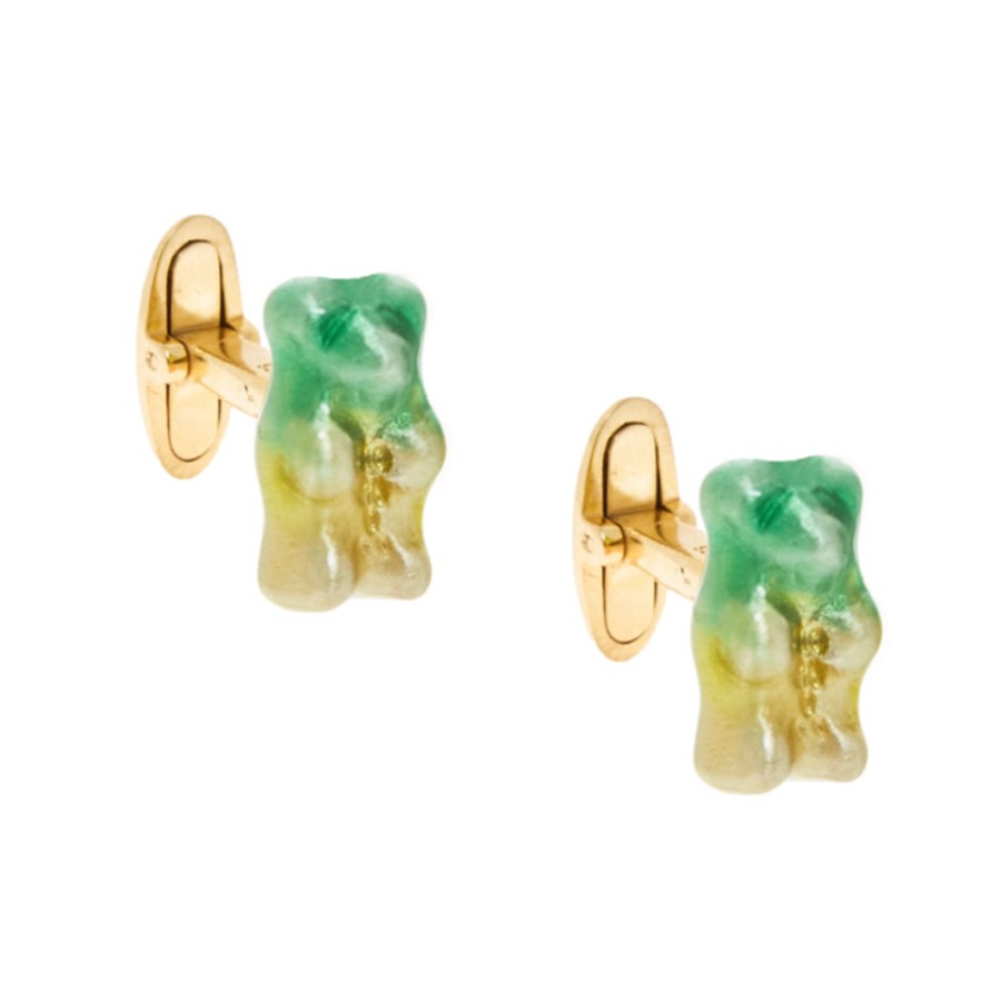 Cufflinks Tomfoolery London | Green And Yellow Ombre Gummy Bear Cufflinks