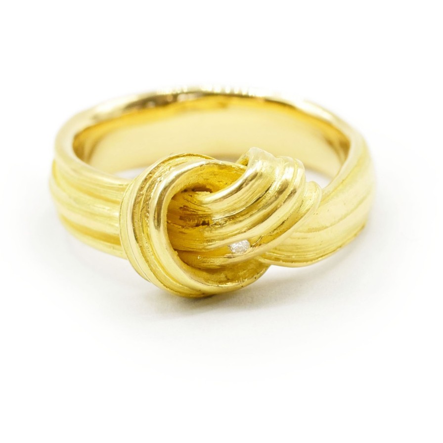 Rings Tomfoolery London | Absolu Single Diamond & 18Ct Yellow Gold Knot Ring