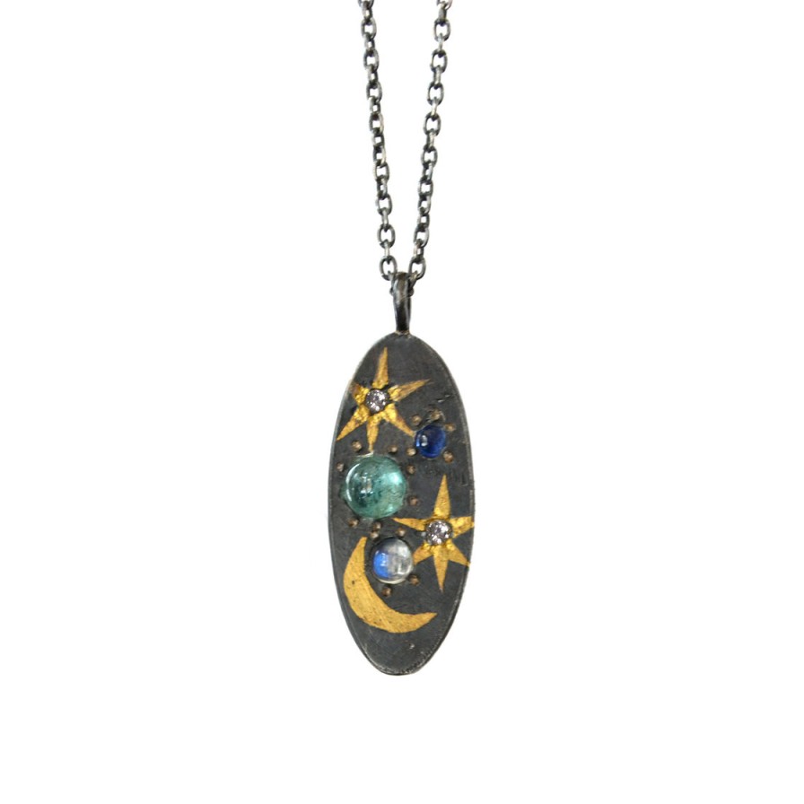 Necklaces Tomfoolery London | Oval Scapescape Coin Pendant