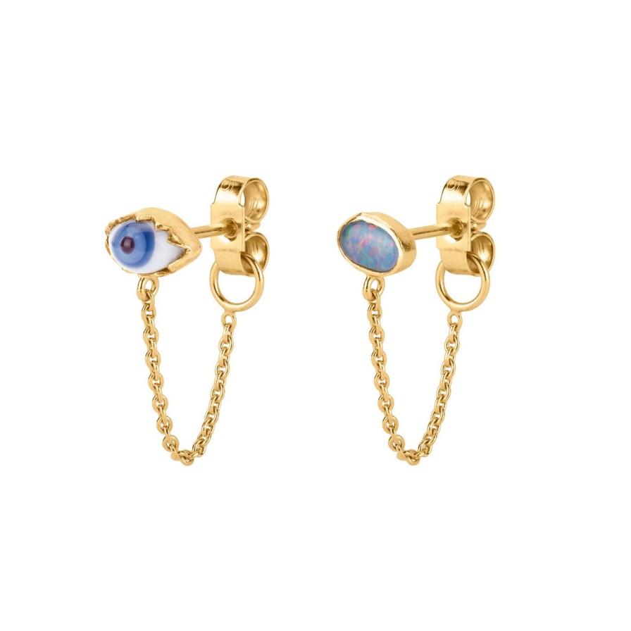 Earrings Tomfoolery London | Mismatched Chain Stud Earrings