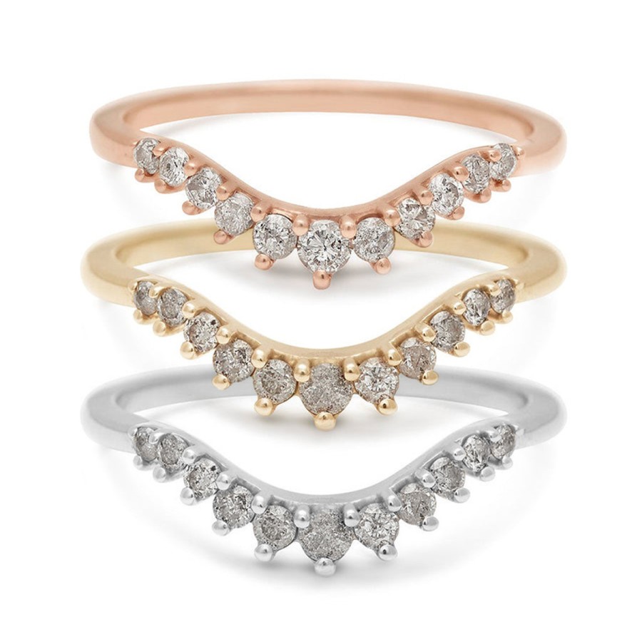 Rings Tomfoolery London | Grey Diamond Tiara Curve Band